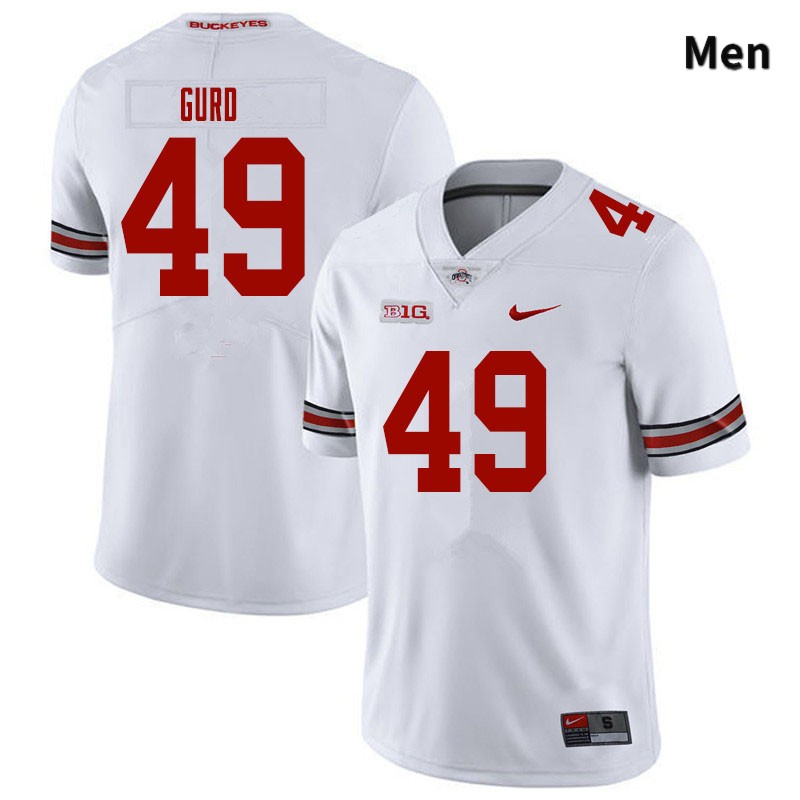 Ohio State Buckeyes Patrick Gurd Men's #49 White Authentic Stitched College Football Jersey